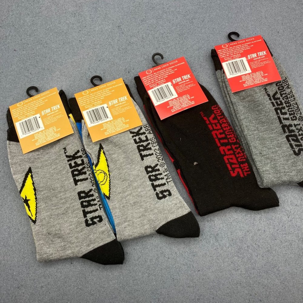 Star Trek Socks Lot Next Generation Yellow Red Blue Black Gray Crew Mens Unisex - Picture 2 of 3
